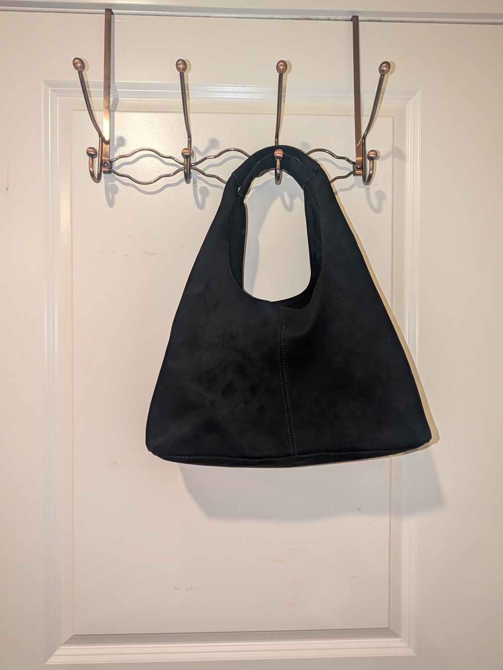 Black Suede Hobo Shoulder Bag Tote Women's